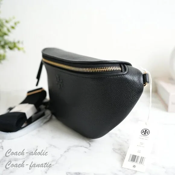 NWT Tory Burch Thea Black Pebbled Leather Belt Bag Fanny Pack 165917 - Picture 5 of 8